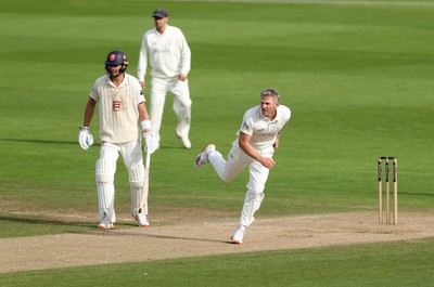 260926 - Glamorgan v Essex - Rothesay County Championship Division 1 - Timm Van Der Gugten of Glamorgan bowling