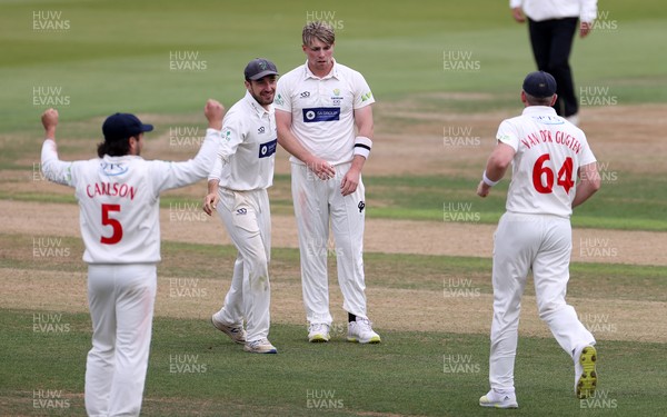 310821 - Glamorgan v Essex - LV= County Championship - Dan Douthwaite of Glamorgan successfully appeals for the wicket of Josh Rymell of Essex