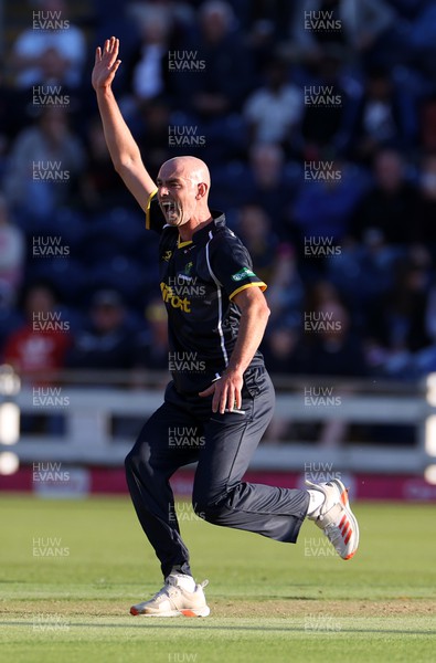 020622 - Glamorgan Cricket v Essex Eagles - Vitality T20 Blast - James Weighell of Glamorgan appeals for a wicket