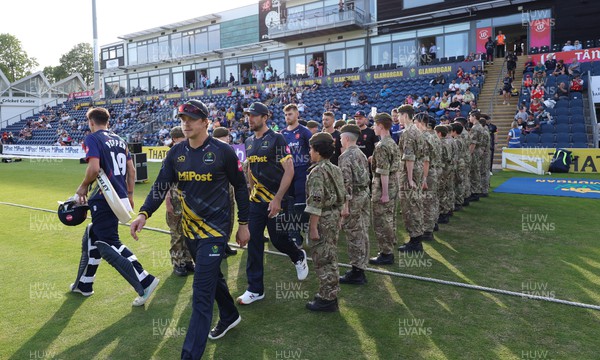 090623 - Glamorgan v Essex Eagles, Vitality Blast T20 - The guard of honour welcomes the teams to the pitch