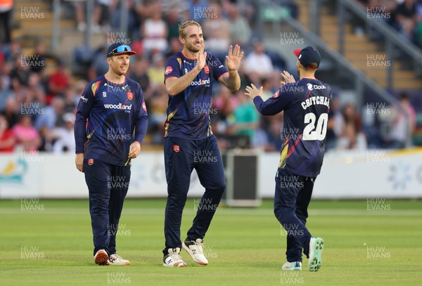 090623 - Glamorgan v Essex Eagles, Vitality Blast T20 - Paul Walter of Essex Eagles celebrates after Billy Root of Glamorgan  is caught and bowled