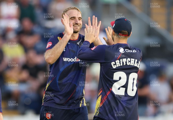 090623 - Glamorgan v Essex Eagles, Vitality Blast T20 - Paul Walter of Essex Eagles celebrates after Billy Root of Glamorgan  is caught and bowled