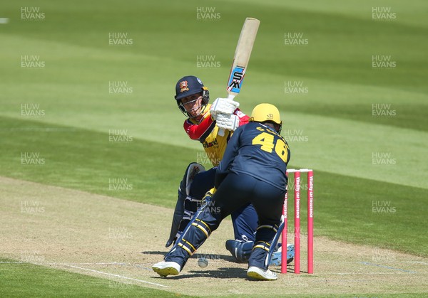 130621 - Glamorgan v Essex Eagles, Vitality Blast - Will Buttleman of Essex Eagles looks on as Chris Cooke of Glamorgan collects the ball