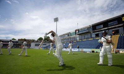 010725  Glamorgan v Gloucestershire, Rothesay County Championship Division 2 - Colin Ingram of Glamorgan and Ben Kellaway of Glamorgan resume their 200 plus run partnership as they head back out to the wicket after lunch