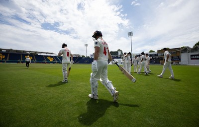 010725  Glamorgan v Gloucestershire, Rothesay County Championship Division 2 - Colin Ingram of Glamorgan and Ben Kellaway of Glamorgan resume their 200 plus run partnership as they head back out to the wicket after lunch