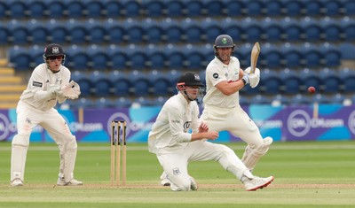 010725  Glamorgan v Gloucestershire, Rothesay County Championship Division 2 - Timm van der Gugten of Glamorgan plays a shot