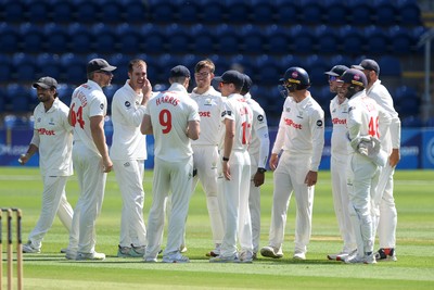 020725 - Glamorgan v Gloucestershire - Rothesay County Championship - Asa Tribe of Glamorgan celebrates after he catches the ball to dismiss Joe Phillips of Gloucestershire