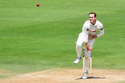 020725 - Glamorgan v Gloucestershire - Rothesay County Championship - Ben Kellaway of Glamorgan bowling
