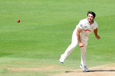 020725 - Glamorgan v Gloucestershire - Rothesay County Championship - Kiran Carlson of Glamorgan bowling