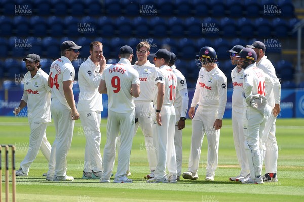 020725 - Glamorgan v Gloucestershire - Rothesay County Championship - Asa Tribe of Glamorgan celebrates after he catches the ball to dismiss Joe Phillips of Gloucestershire