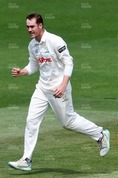 020725 - Glamorgan v Gloucestershire - Rothesay County Championship - Ben Kellaway of Glamorgan celebrates taking the wicket of Graeme van Buuren of Gloucestershire