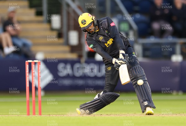 070622 -  Glamorgan v Gloucestershire, T20 Vitality Blast - Prem Sisodiya of Glamorgan plays a shot