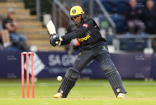 070622 -  Glamorgan v Gloucestershire, T20 Vitality Blast - Prem Sisodiya of Glamorgan plays a shot