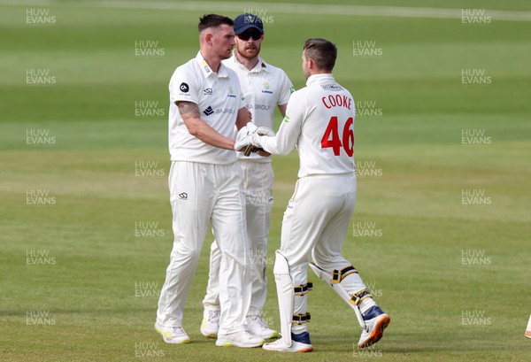 090423 - Glamorgan v Gloucestershire - LV= County Championship - Harry Podmore of Glamorgan celebrates after Jack Taylor is caught by Chris Cooke