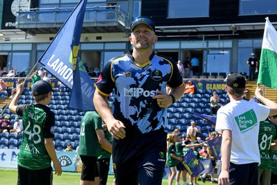 130725 - Glamorgan v Gloucestershire - T20, Vitality Blast - Timm Van Der Gugten of Glamorgan runs out for the start of the match
