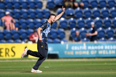 130725 - Glamorgan v Gloucestershire - T20, Vitality Blast - Ned Leonard of Glamorgan bowls the ball to dismiss Jack Taylor of Gloucestershire 