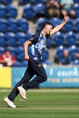130725 - Glamorgan v Gloucestershire - T20, Vitality Blast - Ned Leonard of Glamorgan bowls the ball to dismiss Jack Taylor of Gloucestershire 
