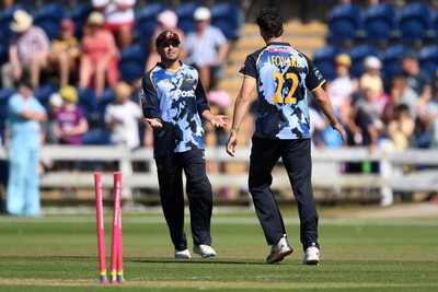 130725 - Glamorgan v Gloucestershire - T20, Vitality Blast - Ned Leonard of Glamorgan bowls the ball to dismiss Jack Taylor of Gloucestershire 