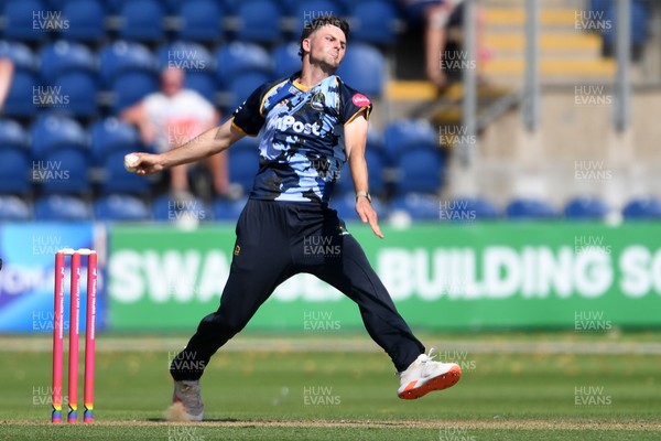 130725 - Glamorgan v Gloucestershire - T20, Vitality Blast - Ned Leonard of Glamorgan bowls the ball to dismiss Jack Taylor of Gloucestershire 