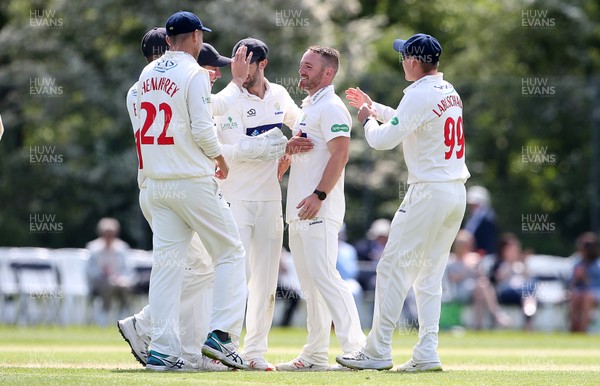 140519 - Glamorgan v Gloucestershire - Specsavers County Championship - Division Two - David Lloyd of Glamorgan celebrates taking the wicket of George Hankins
