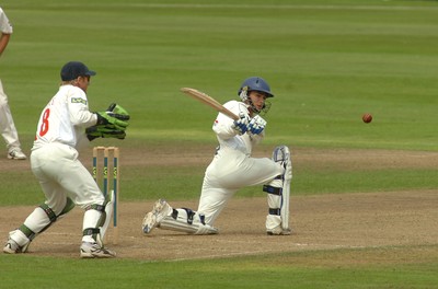 15.08.08 .. Glamorgan v Gloucestershire, LV County Championship, Swalec Stadium, Cardiff.- Chris Taylor of Gloucestershire slices the ball away  