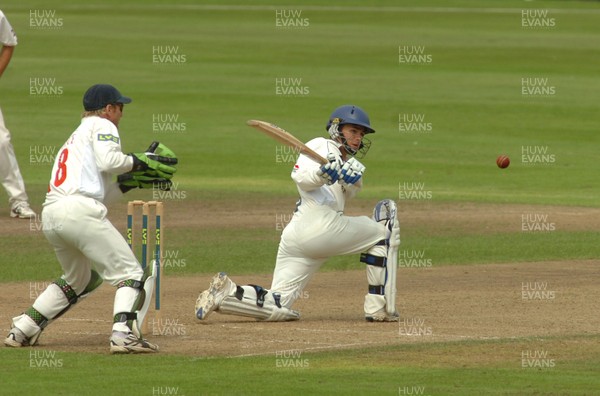 15.08.08 .. Glamorgan v Gloucestershire, LV County Championship, Swalec Stadium, Cardiff.- Chris Taylor of Gloucestershire slices the ball away  