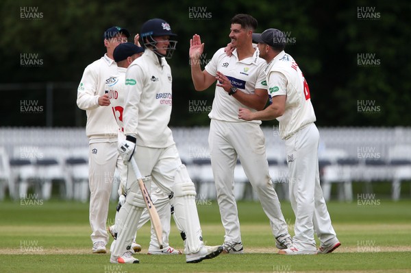 170519 - Glamorgan v Gloucestershire - Specsavers County Championship Division Two - Marchant De Lange of Glamorgan celebrates with team mates after Miles Hammond is caught by Tom Cullen