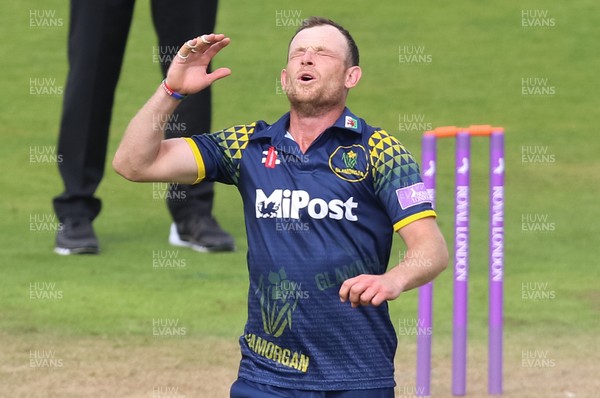180518 - Glamorgan v Gloucestershire, Royal London One Day Cup - Graham Wagg of Glamorgan reacts after bowling