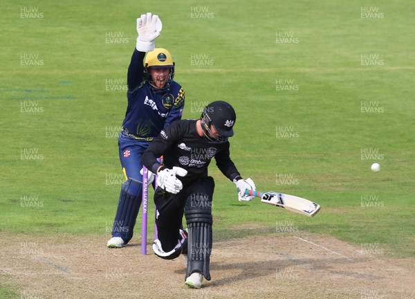 180518 - Glamorgan v Gloucestershire, Royal London One Day Cup - Chris Cooke of Glamorgan appeals as George Hankins of Gloucestershire is given out, LBW, off the bowling of Andrew Salter of Glamorgan