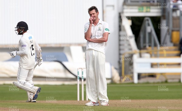 200917 - Glamorgan v Gloucestershire - Specsavers County Championship Division Two - Michael Hogan of Glamorgan bowling