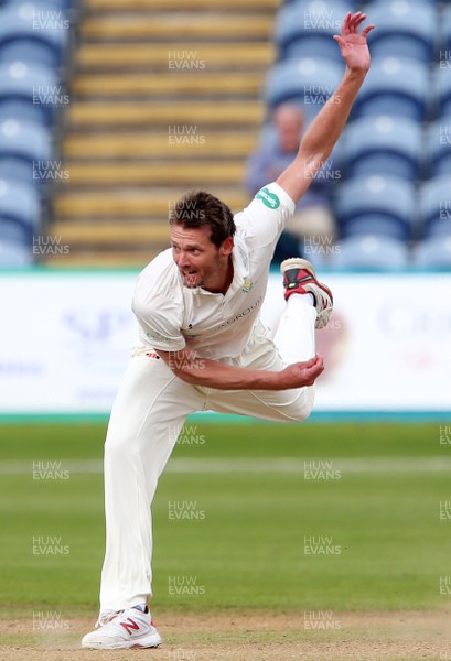 200917 - Glamorgan v Gloucestershire - Specsavers County Championship Division Two - Michael Hogan of Glamorgan bowling