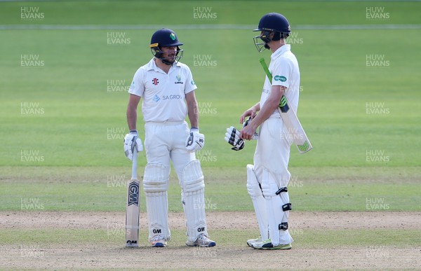 220917 - Glamorgan v Gloucestershire - Specsavers County Championship Division Two - Andrew Salter and Nick Selman of Glamorgan