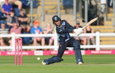 230526 - Glamorgan v Gloucestershire, Vitality Blast Men - Alex Horton of Glamorgan plays a shot