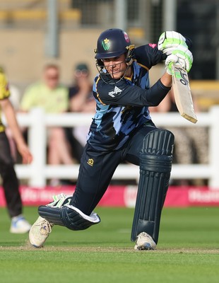 230526 - Glamorgan v Gloucestershire, Vitality Blast Men -  Ben Kellaway of Glamorgan plays a shot