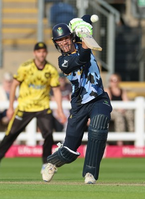 230526 - Glamorgan v Gloucestershire, Vitality Blast Men -  Ben Kellaway of Glamorgan plays a shot