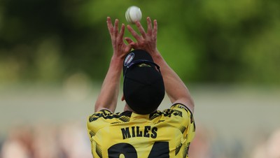 230526 - Glamorgan v Gloucestershire, Vitality Blast Men -  Craig Miles of Gloucestershire catches Chris Cooke of Glamorgan
