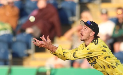 230526 - Glamorgan v Gloucestershire, Vitality Blast Men -  Duan Jansen of Gloucestershire catches Timm van der Gugten of Glamorgan