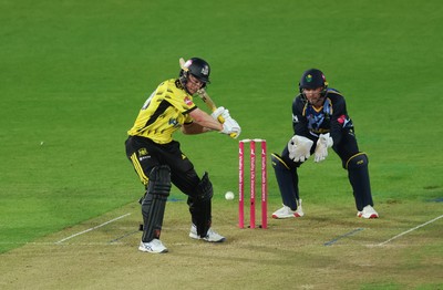230526 - Glamorgan v Gloucestershire, Vitality Blast Men -  Miles Hammond of Gloucestershire plays a shot