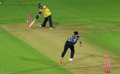 230526 - Glamorgan v Gloucestershire, Vitality Blast Men -  Matt Taylor of Gloucestershire hits the winning runs on the final ball of the match