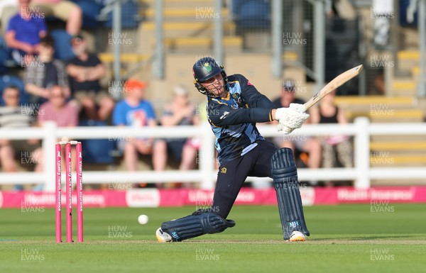230526 - Glamorgan v Gloucestershire, Vitality Blast Men - Alex Horton of Glamorgan plays a shot
