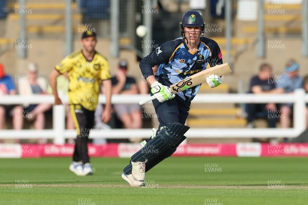 230526 - Glamorgan v Gloucestershire, Vitality Blast Men -  Ben Kellaway of Glamorgan plays a shot