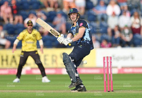 230526 - Glamorgan v Gloucestershire, Vitality Blast Men -  Henry Hurle of Glamorgan  plays a shot