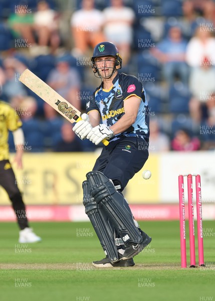 230526 - Glamorgan v Gloucestershire, Vitality Blast Men -  Henry Hurle of Glamorgan  plays a shot