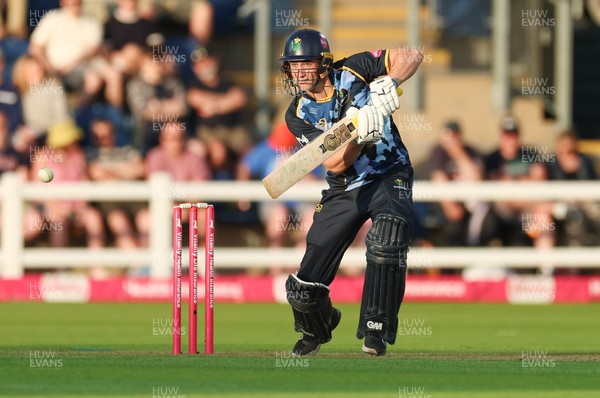 230526 - Glamorgan v Gloucestershire, Vitality Blast Men -  Henry Hurle of Glamorgan plays a shot