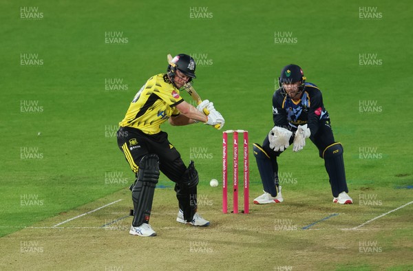 230526 - Glamorgan v Gloucestershire, Vitality Blast Men -  Miles Hammond of Gloucestershire plays a shot
