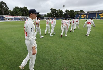 290625  Glamorgan v Gloucestershire, Rothesay County Championship Division 2 - Glamorgan head out for the start of the match
