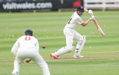 290625  Glamorgan v Gloucestershire, Rothesay County Championship Division 2 - Joe Phillips of Gloucestershire plays a shot towards Ben Kellaway of Glamorgan