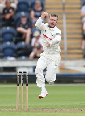 290625  Glamorgan v Gloucestershire, Rothesay County Championship Division 2 - Mason Crane of Glamorgan bowls