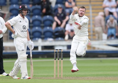 290625  Glamorgan v Gloucestershire, Rothesay County Championship Division 2 - Mason Crane of Glamorgan bowls