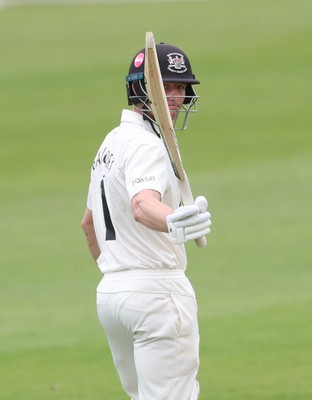290625  Glamorgan v Gloucestershire, Rothesay County Championship Division 2 - Cameron Bancroft of Gloucestershire celebrates as he makes his 50